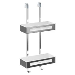 Bagno Polished Chrome 2 Tier Hanging Shower Caddy -Bathroom Accessories Store bagno polished chrome 2 tier hanging shower caddy left 22909.1652444456
