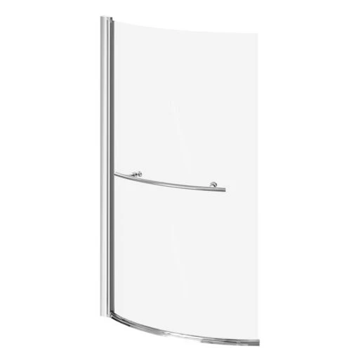 Bayou Polished Chrome 870mm Curved B Shaped Bath Shower Screen With Towel Rail - Image 2