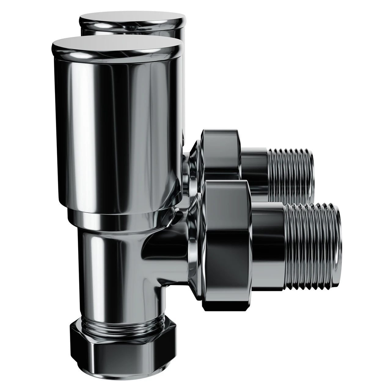 Black Nickel Round Angled Radiator Valves - Image 4