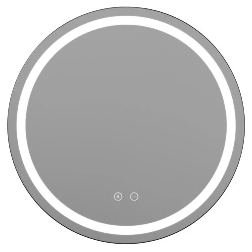 Colore Black Aluminium Framed 800mm Round Illuminated LED Mirror With Demister - Image 2