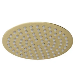Colore Round Brushed Brass 200mm Thin Fixed Shower Head -Bathroom Accessories Store colore brushed brass 200mm round thin fixed shower head left 95399.1652444925