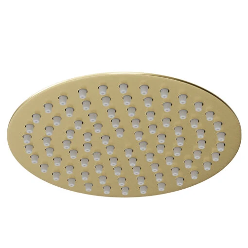 Colore Round Brushed Brass 200mm Thin Fixed Shower Head - Image 3