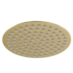 Colore Round Brushed Brass 200mm Thin Fixed Shower Head