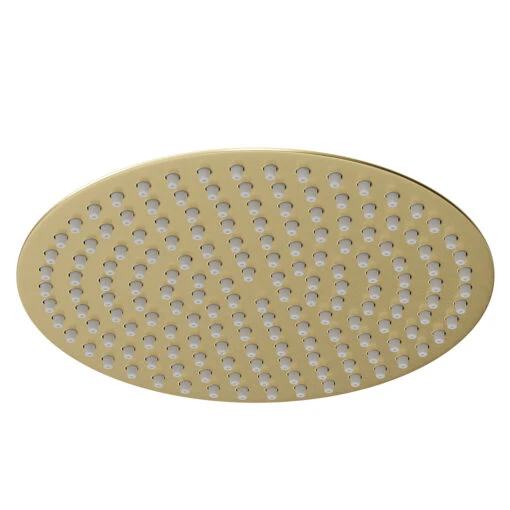 Colore Round Brushed Brass 300mm Thin Fixed Shower Head - Image 3
