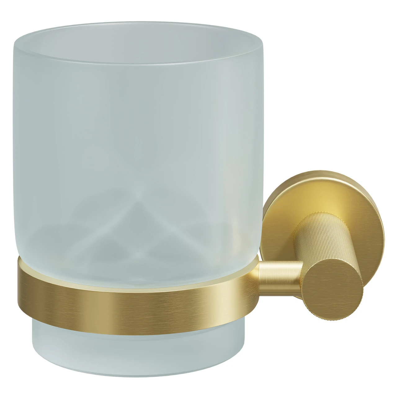 Colore Brushed Brass And Frosted Glass Industrial Style Wall Mounted Bathroom Tumbler - Image 2