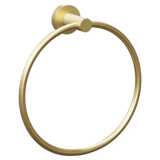 Colore Brushed Brass Industrial Style Wall Mounted Towel Ring - Image 3