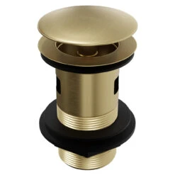 Colore Round Brushed Brass Moon Cap Slotted Click Clack Basin Waste -Bathroom Accessories Store colore brushed brass moon cap slotted click clack basin waste side 77632.1652444930
