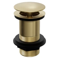 Colore Round Brushed Brass Moon Cap Unslotted Click Clack Basin Waste