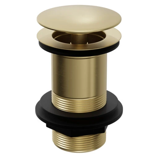 Colore Round Brushed Brass Moon Cap Unslotted Click Clack Basin Waste