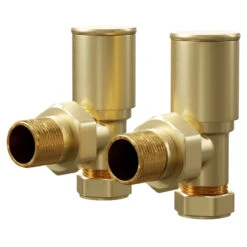Colore Round Brushed Brass Angled Radiator Valves
