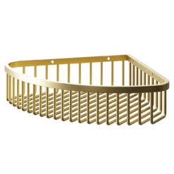 Colore Round Brushed Brass Wall Mounted Wire Corner Basket