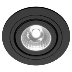 Colore Round Matt Black IP65 35W Tiltable Bathroom Downlight