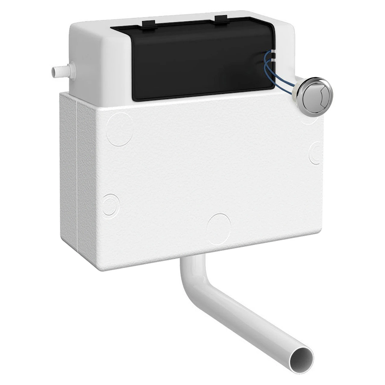 Colore Dual Flush Universal Access Concealed Cistern With Pneumatic Fitting And Polished Chrome Round Push Flush Button