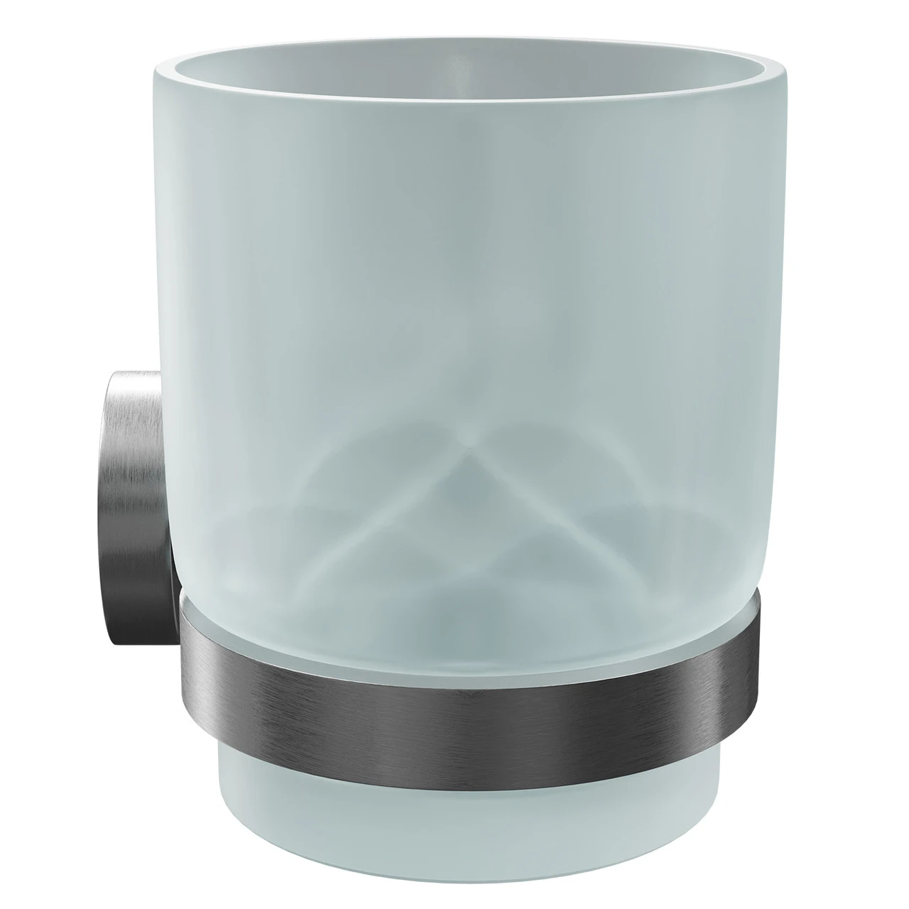 Colore Gunmetal Grey And Frosted Glass Industrial Style Wall Mounted Bathroom Tumbler - Image 4