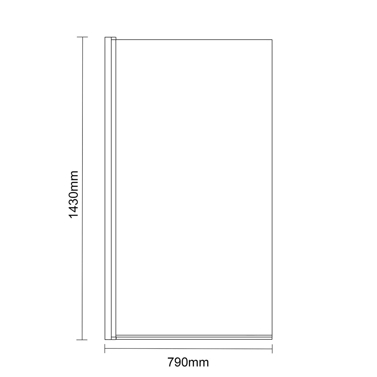 Colore Square Matt Black 770mm Single Section Square Bath Shower Screen - Image 3