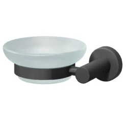 Colore Matt Black And Frosted Glass Industrial Style Wall Mounted Soap Dish