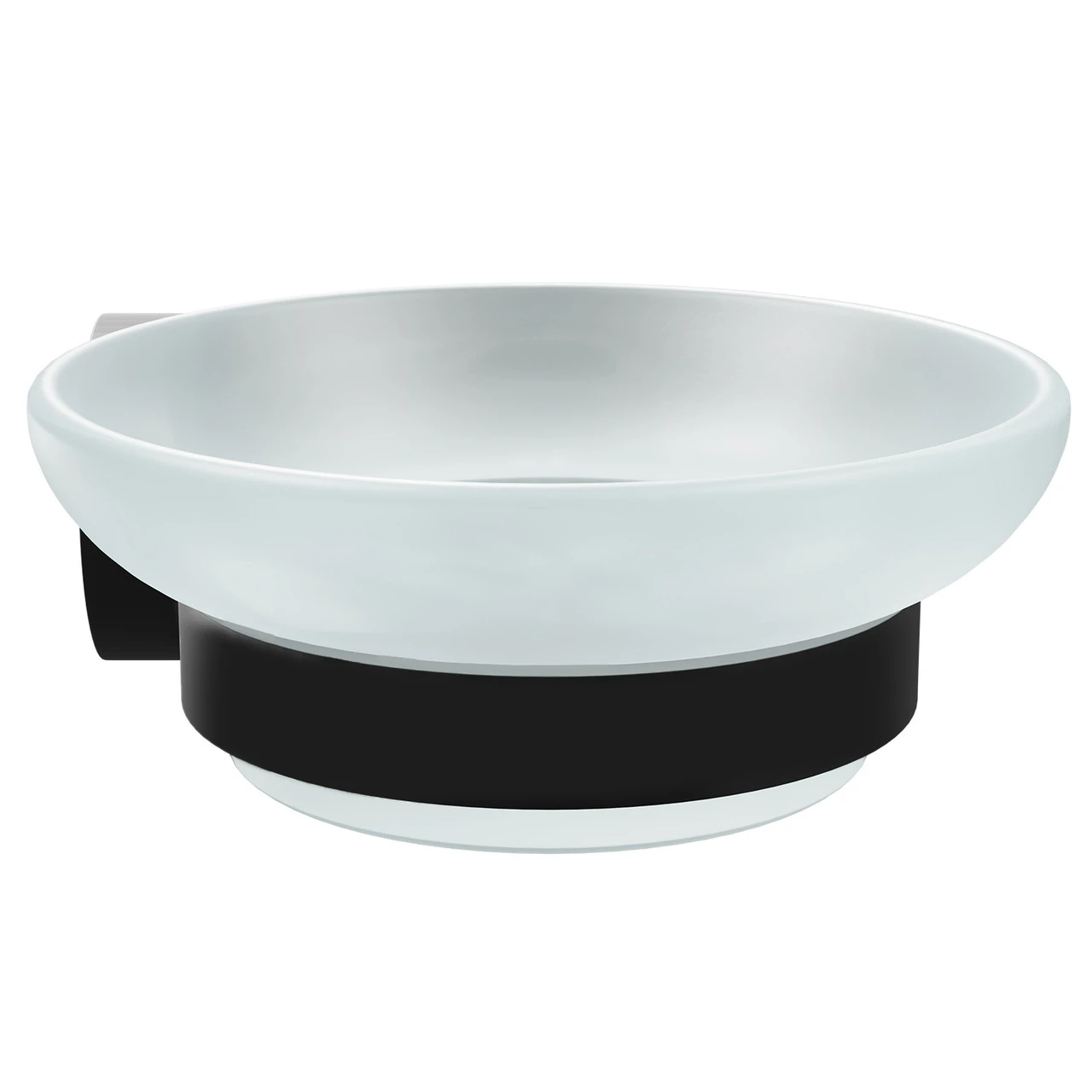 Colore Matt Black And Frosted Glass Industrial Style Wall Mounted Soap Dish - Image 4