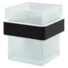 Colore Square Matt Black And Frosted Glass Wall Mounted Bathroom Tumbler