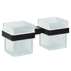 Colore Square Matt Black And Frosted Glass Wall Mounted Double Bathroom Tumbler -Bathroom Accessories Store colore matt black and frosted glass wall mounted double bathroom tumbler left 86652.1652444708