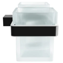Colore Square Matt Black And Frosted Glass Wall Mounted Double Bathroom Tumbler -Bathroom Accessories Store colore matt black and frosted glass wall mounted double bathroom tumbler side 10855.1652444708