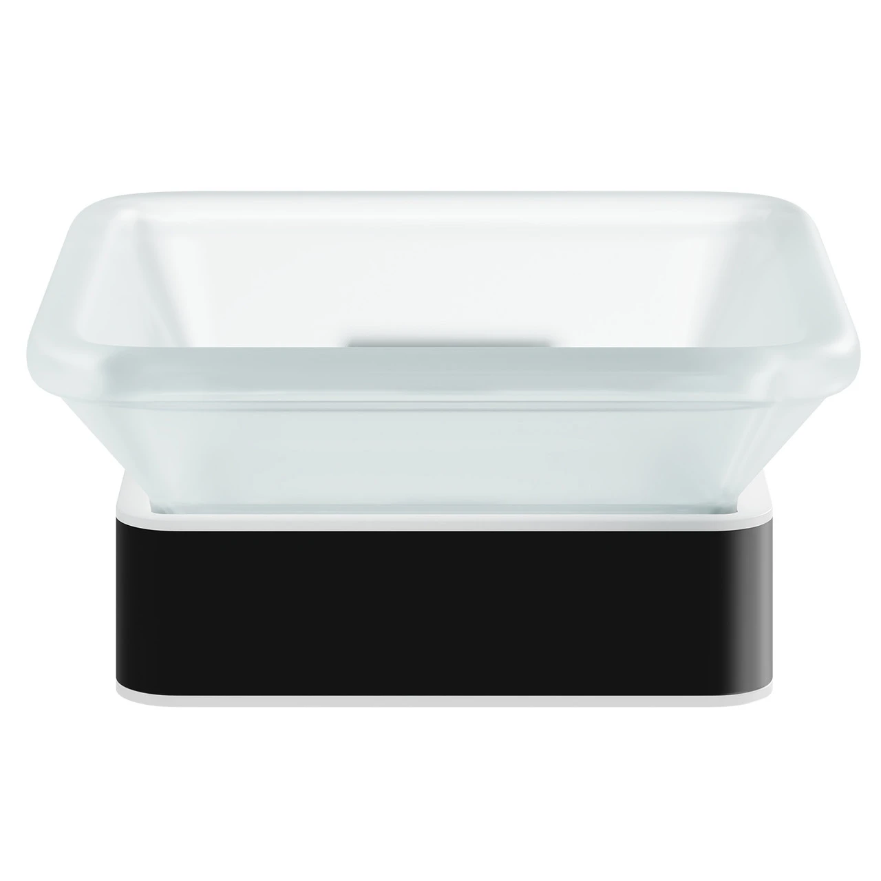 Colore Square Matt Black And Frosted Glass Wall Mounted Soap Dish - Image 2