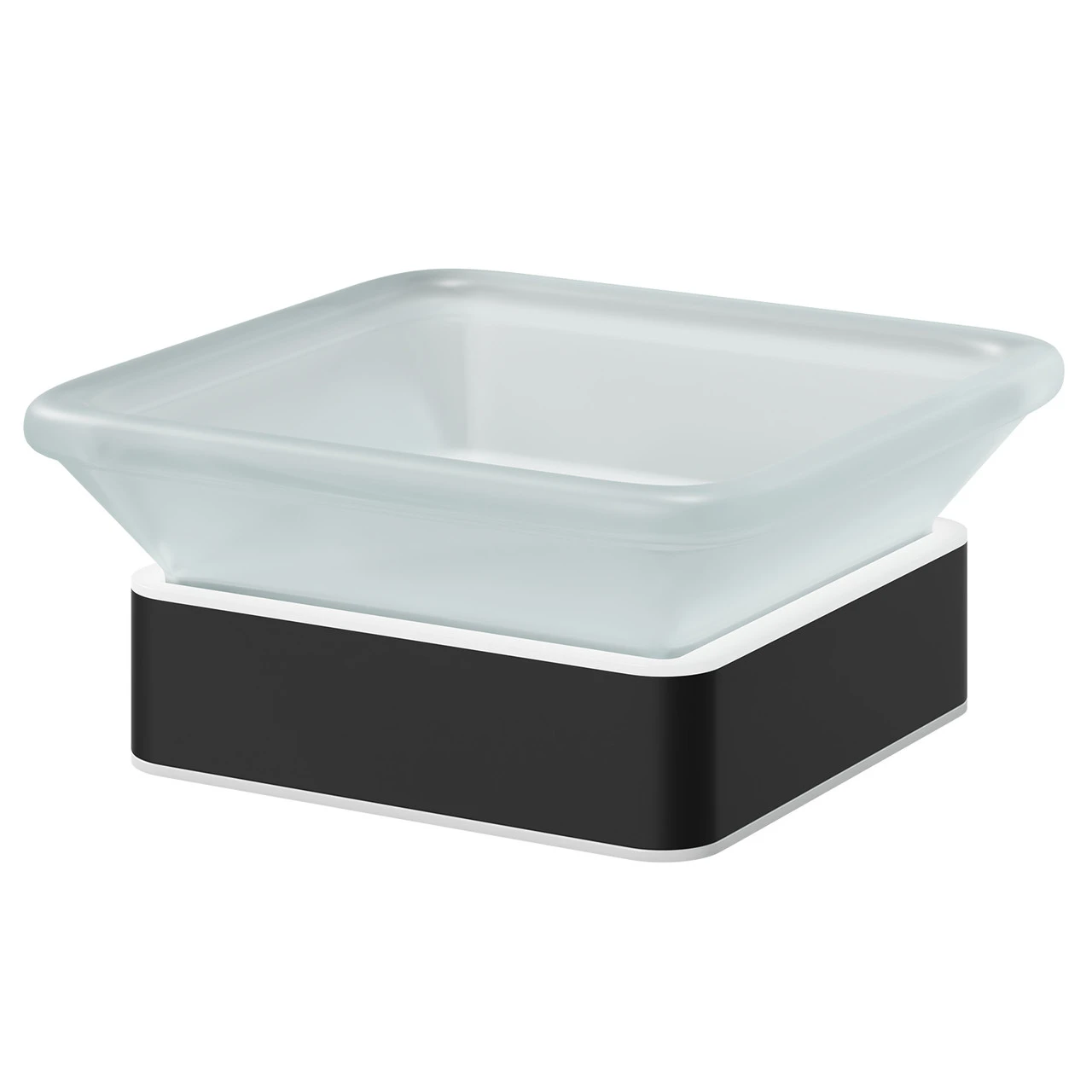 Colore Square Matt Black And Frosted Glass Wall Mounted Soap Dish