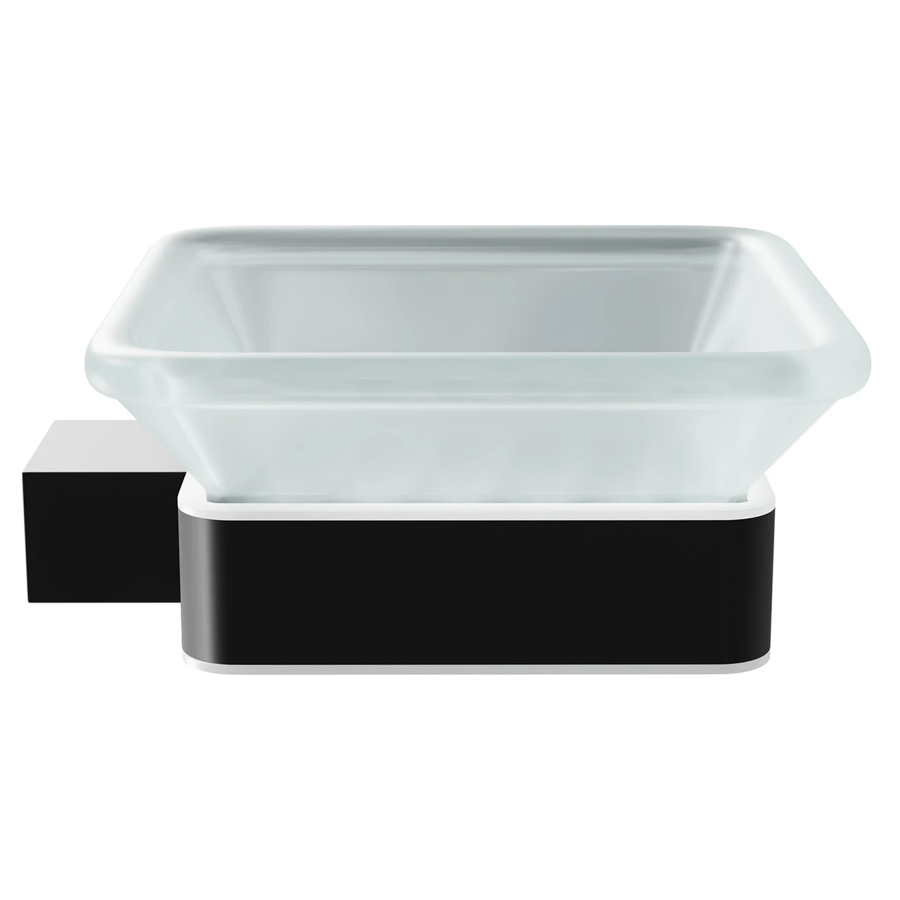 Colore Square Matt Black And Frosted Glass Wall Mounted Soap Dish - Image 4