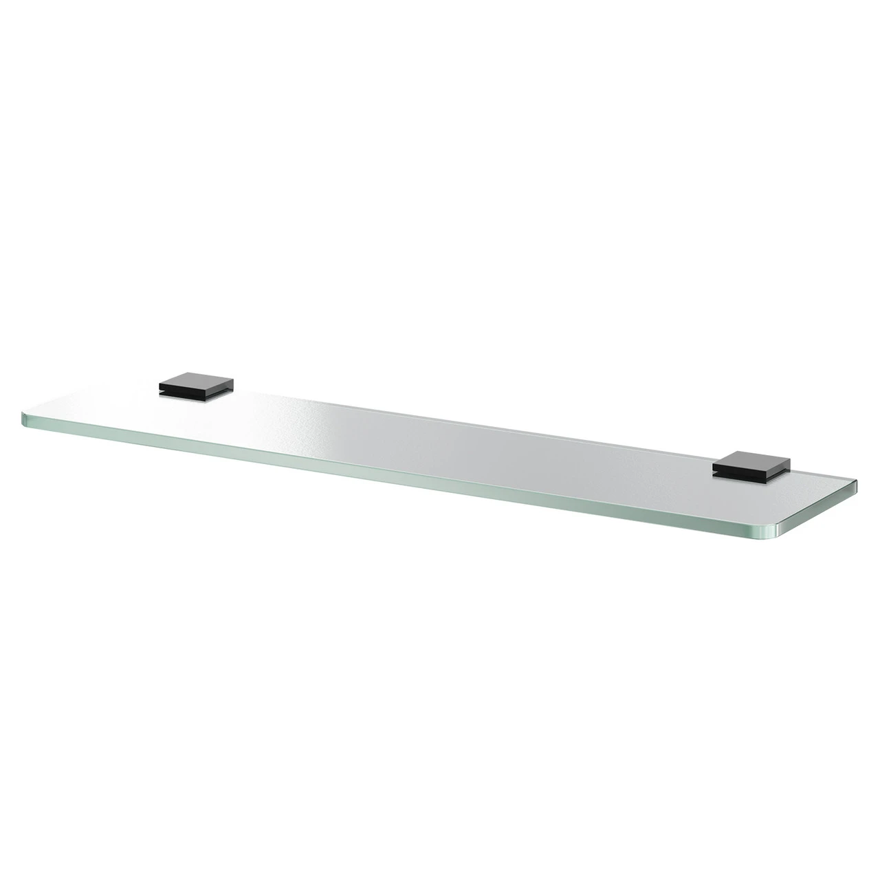 Colore Square Matt Black And Glass Wall Mounted Vanity Shelf