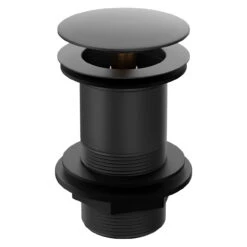 Colore Round Matt Black Moon Cap Unslotted Click Clack Basin Waste
