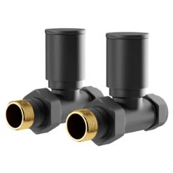Colore Round Matt Black Straight Radiator Valves
