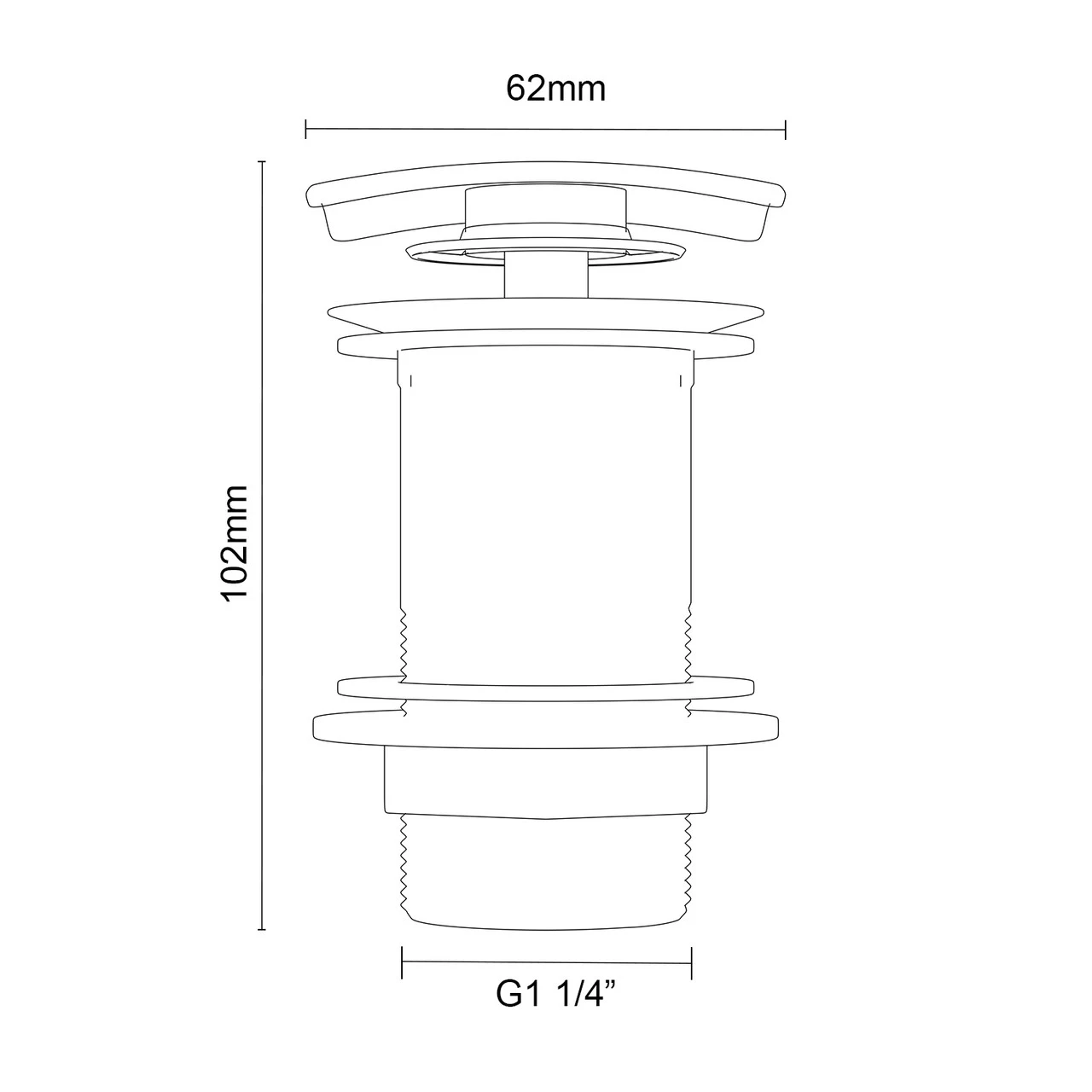 Colore Square Matt Black Slotted Click Clack Basin Waste - Image 6