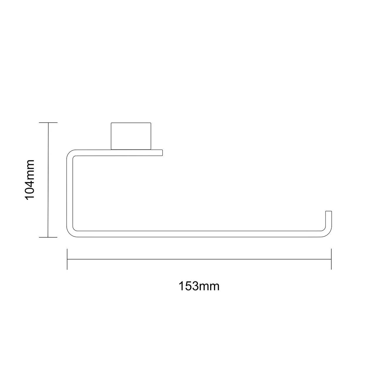 Colore Square Matt Black Wall Mounted Towel Ring - Image 6