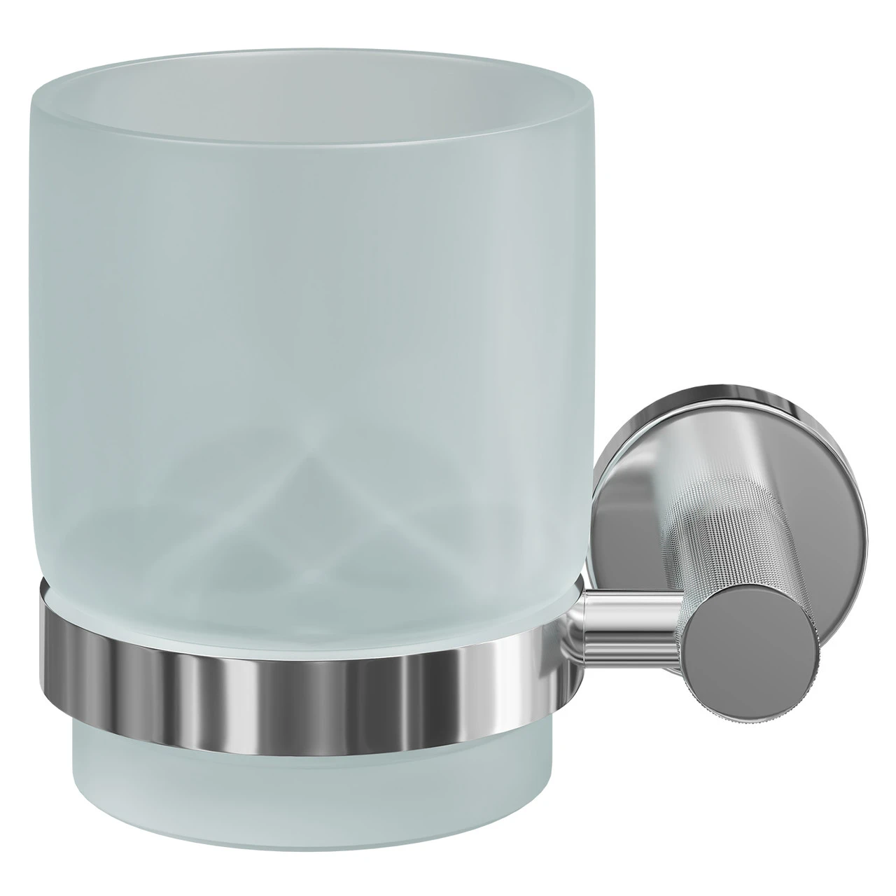 Colore Polished Chrome And Frosted Glass Industrial Style Wall Mounted Bathroom Tumbler - Image 2
