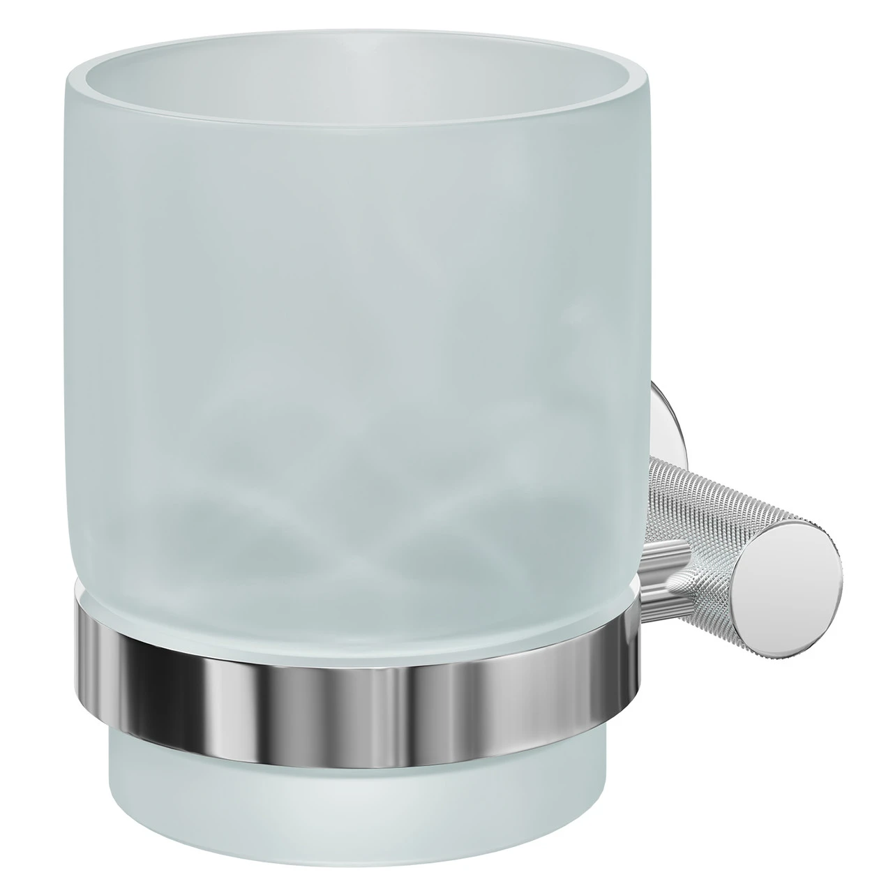 Colore Polished Chrome And Frosted Glass Industrial Style Wall Mounted Bathroom Tumbler - Image 3