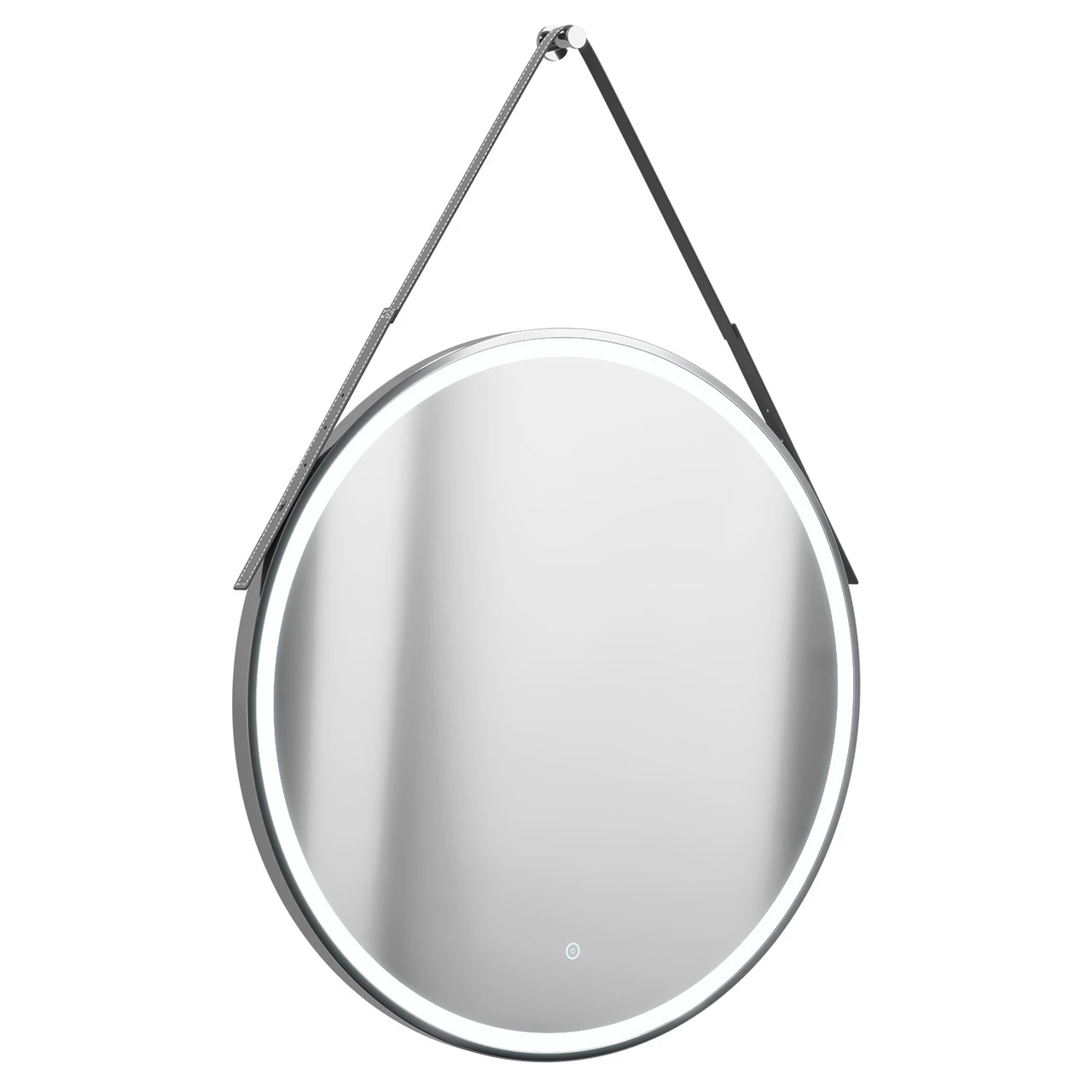 Colore Polished Chrome Frame With Grey Strap 800mm Round Illuminated LED Mirror With Demister And Touch Sensor - Image 3