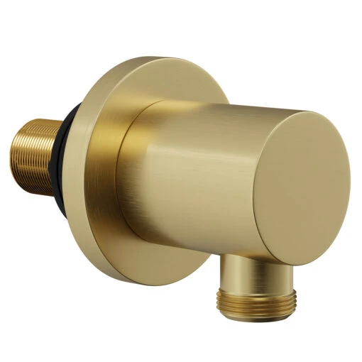 Colore Round Brushed Brass Deluxe Shower Elbow - Image 3