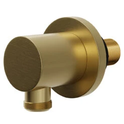 Colore Round Brushed Brass Deluxe Shower Elbow