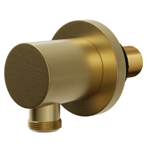 Colore Round Brushed Brass Deluxe Shower Elbow