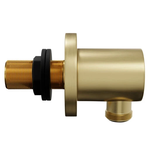 Colore Round Brushed Brass Deluxe Shower Elbow - Image 4