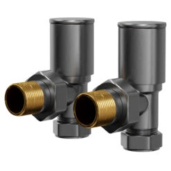 Colore Round Gunmetal Grey Angled Radiator Valves