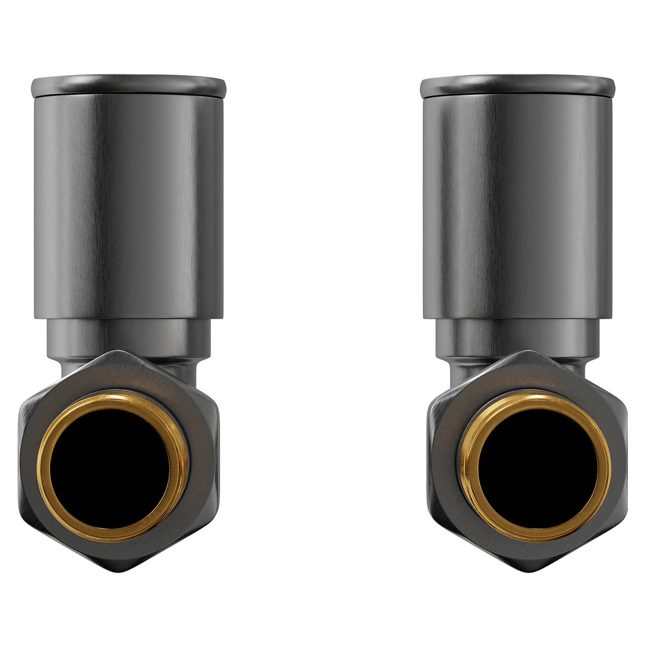 Colore Round Gunmetal Grey Straight Radiator Valves - Image 2
