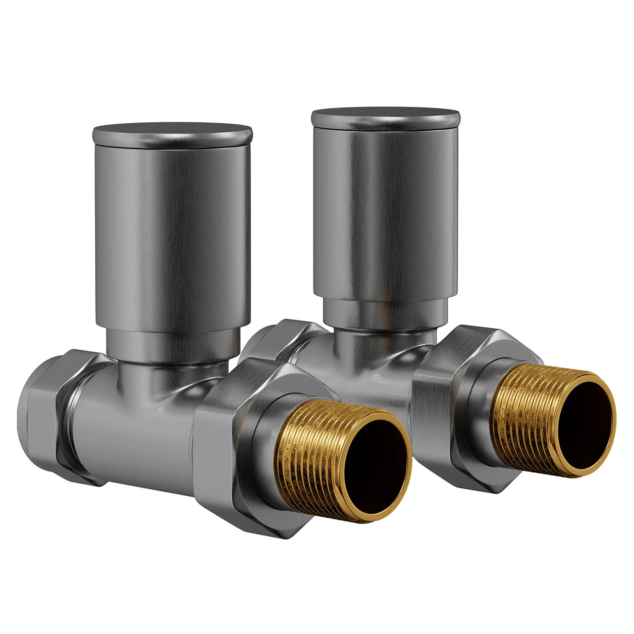Colore Round Gunmetal Grey Straight Radiator Valves - Image 3