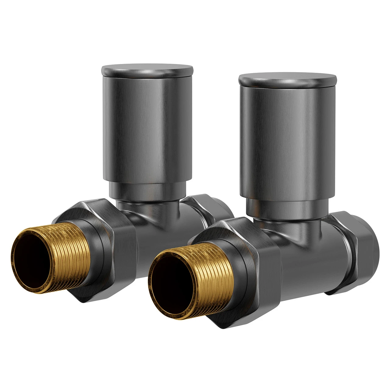 Colore Round Gunmetal Grey Straight Radiator Valves