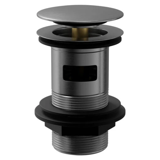 Colore Round Gunmetal Grey Moon Cap Slotted Click Clack Basin Waste - Image 2