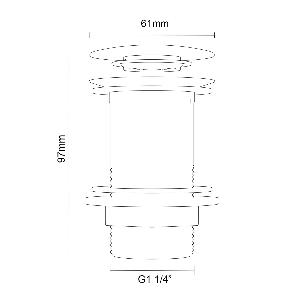 Colore Round Gunmetal Grey Moon Cap Unslotted Click Clack Basin Waste - Image 5