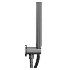 Colore Round Gunmetal Grey Shower Outlet Holder And Kit -Bathroom Accessories Store colore round gunmetal grey shower outlet holder and kit side 80634.1658132929