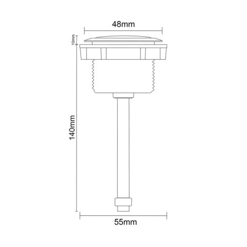 Colore Round Matt Black 48mm Dual Flush Push Button - Image 6