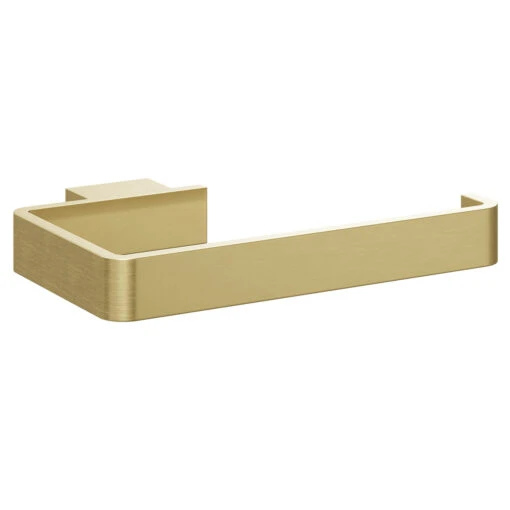 Colore Square Brushed Brass Wall Mounted Toilet Roll Holder - Image 3