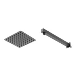 Colore Square Matt Black 200mm Thin Fixed Shower Head And Wall Arm