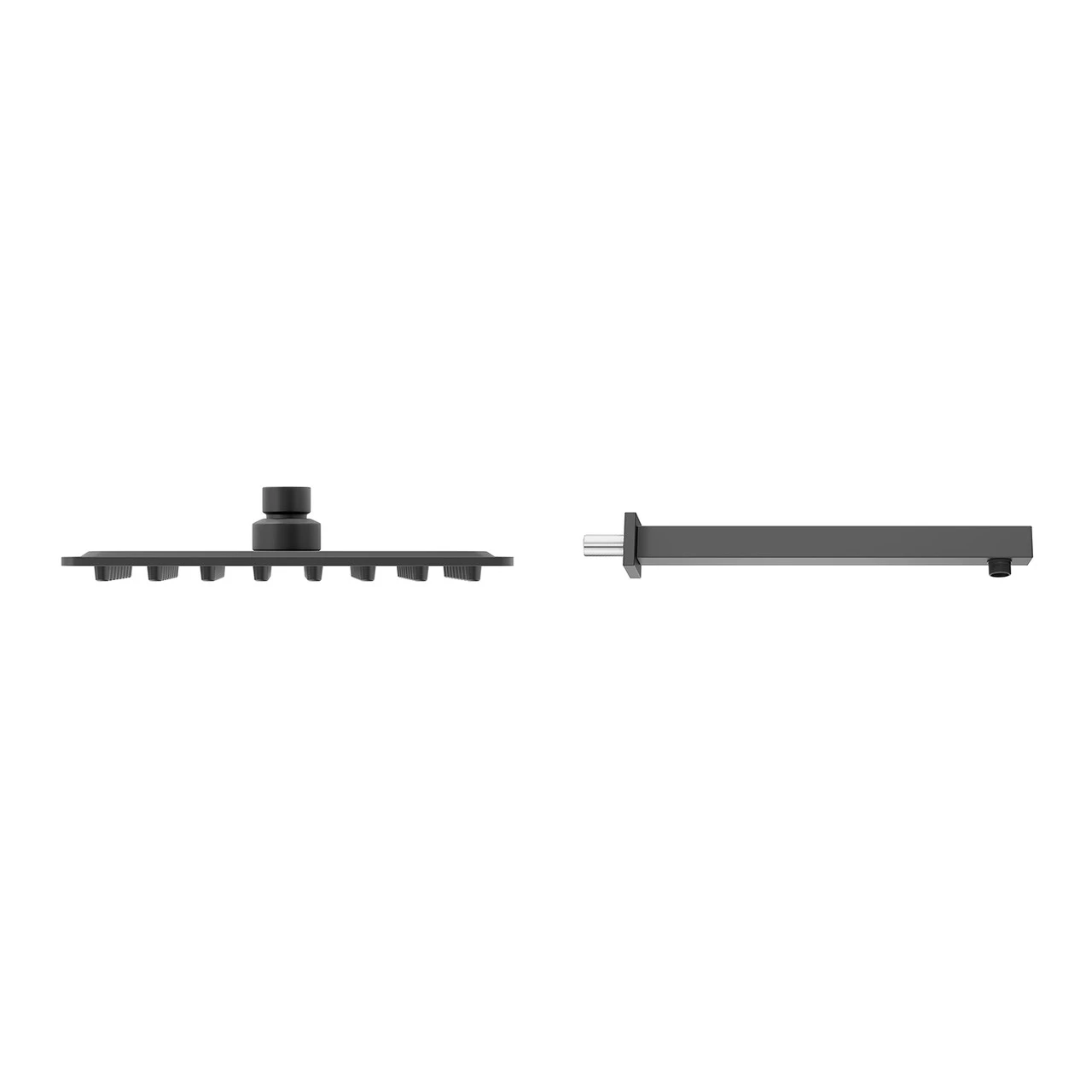Colore Square Matt Black 200mm Thin Fixed Shower Head And Wall Arm - Image 4